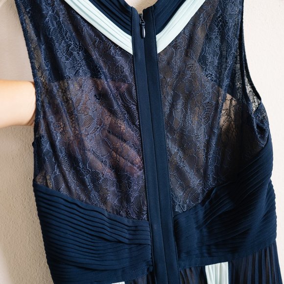 BCBG MAXAZRIA Maxi Pleated Evening Gown with Subtle Transparencies - Size 6 - Picture 8 of 13